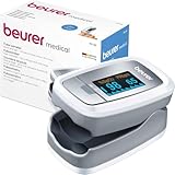 Beurer PO 30 pulsioxímetro, medición de la saturación de oxígeno (SpO₂) y de la frecuencia cardíaca, oxímetro de dedo con pantalla en color, aplicación indolora en el dedo, 6,1 x 3,6 x 3,2 cm, blanco