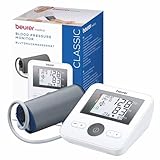 Beurer BM 27 Tensiómetro de brazo con control de ajuste del manguito, clínicamente validado, manguito 22-42 cm, indicador de riesgo, detección de arritmias, transferencia de datos a Apple Health