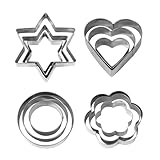 AiQInu 12 Piezas Moldes Galletas, Moldes para Galletas Moldes Galletas Acero Inoxidable para Pastel, Cookie, Fondant