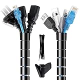 Manguitos para Cable Ø2.2cm - 5m, Organizador Cables Escritorio Bajo Mesa para Esconder 6-8 Cables con Guía Pasa Cables, Caja Guarda Ocultar Cables para TV, Cocina, Oficina y Electrodomésticos