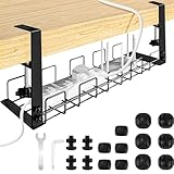 Bandeja de Gestión Cables debajo Mesa Escritorio Gaming,Organizador de Cables,Accesorios para Almacenar y Esconder Cables, Regleta de Soporte para Ordenador,Oficina