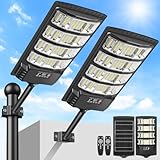 LEKIA Farolas Solares Exteriores, Potente Farola Solar con Sensor de Movimiento, Mando a Distancia, Gran Angular de 320°, 6500K Impermeable Foco Solar Luz de Seguridad para Jardín, Patio, 2 Paquetes