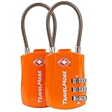 Candado TSA de combinación con cable para maletas, mochilas y más | Naranja (2 uds.)