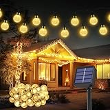 Realky Guirnaldas Luces Exterior Solar, 8.1M 30 LED Guirnalda Luces Solares con Función de Memoria, 8 Modos IP65 Impermeable Cadena de Luces Solar para Jardín, Patio, Navidad, Fiesta (Blanco Cálido)