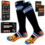 VICEPLUS Calcetines Calefactables, Calcetines Termicos 8000mAh Recargable con App Control, 360° Calefacción Electricos Calcetines Calefactables Mujer y Hombre para Esquí