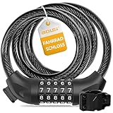 BOLEi Candado para bicicleta con código numérico, alta seguridad, 12 mm/120 cm, antirrobo para bicicleta, con combinación de código de 5 dígitos, candado de combinación impermeable para bici