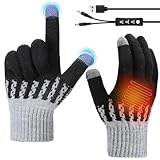 COMBLU Guantes calefactables para hombres y mujeres – Calefacción con dedos completos por USB, guantes de punto cálidos con 3 niveles de temperatura, calentadores de manos para invierno frío, Negro ,