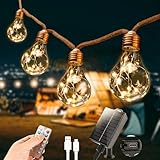 Pavlleen Luces Solares Exterior, 8M 16 Bombillas Luces Solares Led Exterior Jardin, 8 modos, Cadena de luces solares para exteriores, IP65 Resistente a la intemperie, Con cuerda de cáñamo