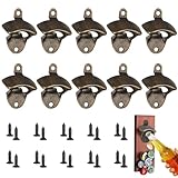 Abridor Cerveza Pared, 10 Piezas Abridor Botellas, Abrebotellas Pared, Abrebotellas Cerveza, con 20 Tornillos, Abridor Cerveza Adecuado para Pubs Hogares Cocinas Restaurantes(Bronce)