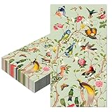 20 Piezas Servilletas de Papel Decoradas,40x33cm Vintage Flores y Pájaros Servilletas Suaves Vajilla Desechables Absorbentes Reciclables Cena Cóctel para Fiesta Boda Navidad Decoracion de Mesa