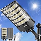 LEKIA Farolas Solares Exteriores, 8000W Potente Farola Solar con Sensor de Movimiento & Mando a Distancia, 6500K Impermeable Foco Solar Luz de Seguridad para Jardín, Patio, Parcela