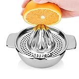 Exprimidor manual de acero inoxidable, 400 ml, para limones, naranjas y pomelos, exprimidor de limón, apto para lavavajillas
