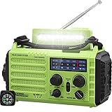 Radio de Emergencia, Radio de Manivela, Radio Solar, Radio Meteorológica para Senderismo y Exteriores con Am/FM/SW, Alarma SOS, Puerto de Carga USB, Linterna LED, Lámpara de Lectura, Brújula
