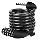 REHKITTZ Candado Bicicleta Cadena Bici Combinacion 5 Dígitos 120cm/12mm Largo Candados Antirrobo Bicicletas Seguridad para MTB Patinete Carretilla