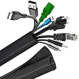 AiQInu 25mm-3m Organizador Cubre Cables Negro, Manguito de Cable Auto-Cierre Recoge Cables Cubre Cables Organizador Cables Funda Cables para Computadora PC Automotriz