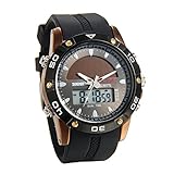 Lancardo Reloj Deportivo de Energía Solar de Multifunción Dual Tiempo Pulsera Digital de Silicona Batería Integrada Impermeable de 50M para Actividad Deportes Exteriores para Hombre (Negro)