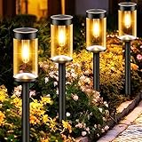 nipify Balizas Solares para Exterior Jardin,4 Paquete Luces Solares Led Exterior Jardin Vintage Impermeables luces solares led exterior jardin suelo para Paisaje Césped Patio Camino