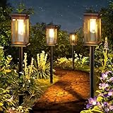 XUNIVERS Lámpara solar exterior para jardín,Luces Solares Jardín,4 piezas,luz solar al aire libre con luz cálida,IP65 impermeable,iluminación exterior solar para caminos, decoración de jardín al